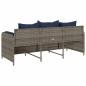Preview: Gartensofa mit Kissen 3-Sitzer Grau Poly Rattan