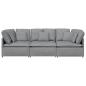 Preview: Modulares Sofa mit Kissen Stoff Hellgrau