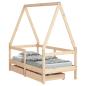 Preview: Kinderbett mit Schubladen 70x140 cm Massivholz Kiefer