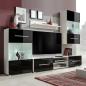 Preview: ARDEBO.de - 4-tlg. Wohnwand mit TV-Schrank & LED-Leuchten Hochglanz-Schwarz
