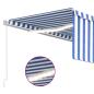 Preview: Markise Manuell Einziehbar mit Rollo & LED 4,5x3 m Blau & Weiß