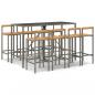 Preview: 9-tlg. Gartenbar-Set Grau Poly Rattan & Massivholz Akazie