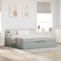 Preview: Ottoman-Bett mit Matratzen & LEDs Hellgrau 200x200 cm Samt
