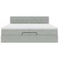 Preview: Ottoman-Bett mit Matratzen & LEDs Hellgrau 200x200 cm Samt