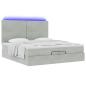Preview: Ottoman-Bett mit Matratzen & LEDs Hellgrau 200x200 cm Samt