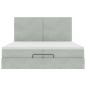 Preview: Ottoman-Bett mit Matratzen & LEDs Hellgrau 200x200 cm Samt