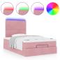 Preview: Ottoman-Bett mit Matratzen & LEDs Rosa 120x200 cm Samt