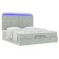 Preview: Ottoman-Bett mit Matratzen & LEDs Hellgrau 200x200 cm Samt