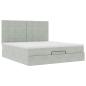 Preview: Ottoman-Bett mit Matratzen & LEDs Hellgrau 200x200 cm Samt