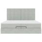 Preview: Ottoman-Bett mit Matratzen & LEDs Hellgrau 200x200 cm Samt