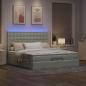 Preview: Ottoman-Bett mit Matratzen & LEDs Hellgrau 200x200 cm Samt