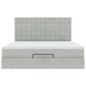 Preview: Ottoman-Bett mit Matratzen & LEDs Hellgrau 200x200 cm Samt