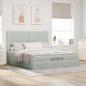 Preview: Ottoman-Bett mit Matratzen Hellgrau 200x200 cm Samt