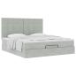 Preview: Ottoman-Bett mit Matratzen Hellgrau 200x200 cm Samt
