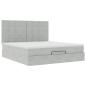 Preview: Ottoman-Bett mit Matratzen Hellgrau 200x200 cm Samt