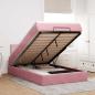 Preview: ARDEBO.de - Ottoman-Bett mit Matratze & LEDs Rosa 120x200 cm Samt