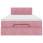 Preview: Ottoman-Bett mit Matratze & LEDs Rosa 120x200 cm Samt