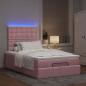 Preview: ARDEBO.de - Ottoman-Bett mit Matratzen & LEDs Rosa 120x200 cm Samt