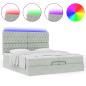Preview: Ottoman-Bett mit Matratzen & LEDs Hellgrau 200x200 cm Samt