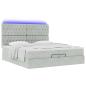 Preview: Ottoman-Bett mit Matratzen & LEDs Hellgrau 200x200 cm Samt
