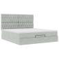 Preview: Ottoman-Bett mit Matratzen & LEDs Hellgrau 200x200 cm Samt