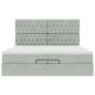 Preview: Ottoman-Bett mit Matratzen & LEDs Hellgrau 200x200 cm Samt