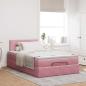 Preview: Ottoman-Bett mit Matratze Rosa 120x200 cm Samt