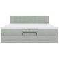 Preview: Ottoman-Bett mit Matratzen & LEDs Hellgrau 200x200 cm Samt