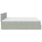 Preview: Ottoman-Bett mit Matratzen & LEDs Hellgrau 200x200 cm Samt