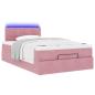 Preview: Ottoman-Bett mit Matratze & LEDs Rosa 120x200 cm Samt