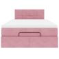 Preview: Ottoman-Bett mit Matratze & LEDs Rosa 120x200 cm Samt