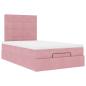 Preview: Ottoman-Bett mit Matratzen & LEDs Rosa 120x200 cm Samt