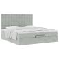 Preview: Ottoman-Bett mit Matratzen Hellgrau 200x200 cm Samt