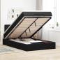 Preview: ARDEBO.de - Ottoman-Bett mit Matratze & LEDs Schwarz 120x200 cm Samt