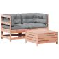 Preview: 3-tlg. Garten-Lounge-Set mit Kissen Massivholz Douglasie