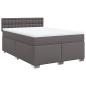 Preview: Boxspringbett mit Matratze Grau 140x190 cm Kunstleder