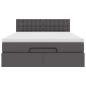 Preview: Ottoman-Bett mit Matratze Grau 140x190 cm Kunstleder