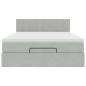 Preview: Ottoman-Bett mit Matratze Hellgrau 140x190 cm Samt