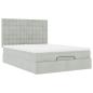 Preview: Ottoman-Bett mit Matratzen & LEDs Hellgrau 140x190 cm Samt