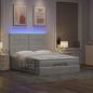 Preview: Ottoman-Bett mit Matratzen & LEDs Hellgrau 140x190 cm Samt
