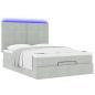 Preview: Ottoman-Bett mit Matratzen & LEDs Hellgrau 140x190 cm Samt