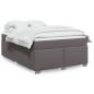 Preview: ARDEBO.de - Boxspringbett mit Matratze Grau 140x190 cm Kunstleder