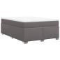Preview: Boxspringbett mit Matratze Grau 140x190 cm Kunstleder