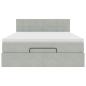 Preview: ARDEBO.de - Ottoman-Bett mit Matratze & LEDs Hellgrau 140x190 cm Samt