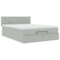 Preview: Ottoman-Bett mit Matratze & LEDs Hellgrau 140x190 cm Samt