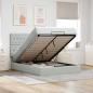 Preview: ARDEBO.de - Ottoman-Bett mit Matratzen & LEDs Hellgrau 140x190 cm Samt