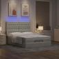 Preview: Ottoman-Bett mit Matratzen & LEDs Hellgrau 140x190 cm Samt
