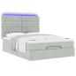 Preview: Ottoman-Bett mit Matratzen & LEDs Hellgrau 140x190 cm Samt