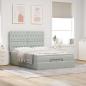 Preview: Ottoman-Bett mit Matratzen Hellgrau 140x190 cm Samt