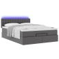 Preview: Ottoman-Bett mit Matratzen & LEDs Grau 140x190 cm Kunstleder